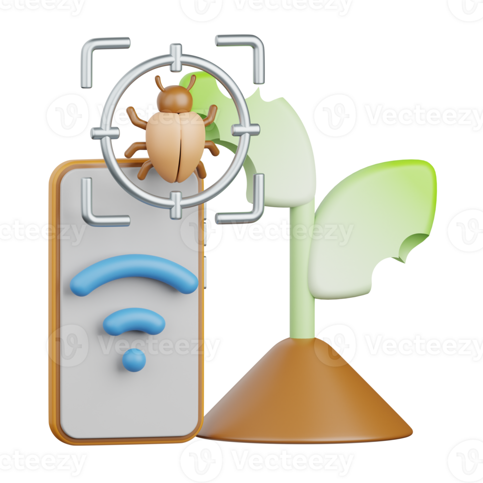 3d rendering plant insect isolated useful for agriculture, technology, smart farm and innovation design element png