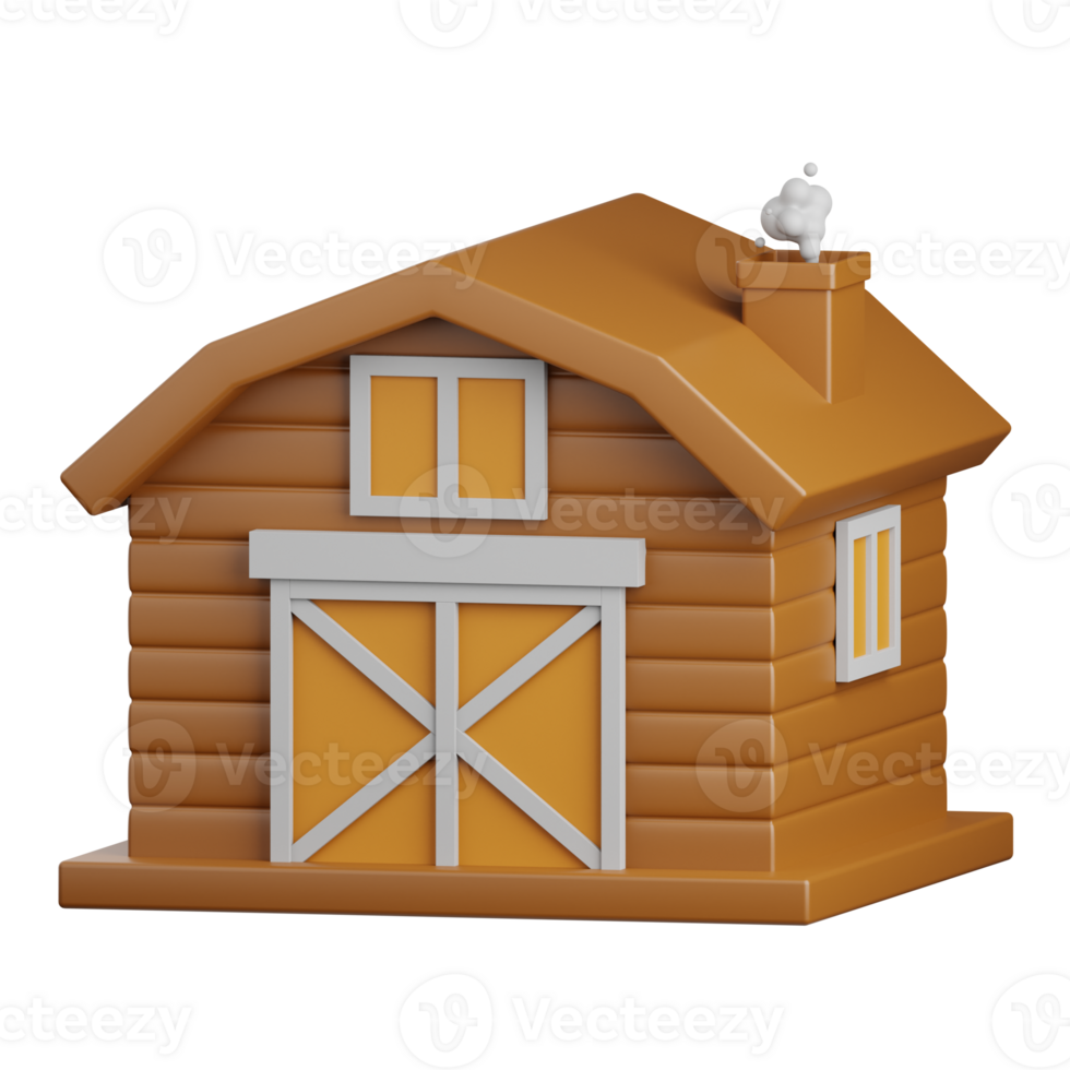 3d rendering barn isolated useful for agriculture, technology, smart farm and innovation design png