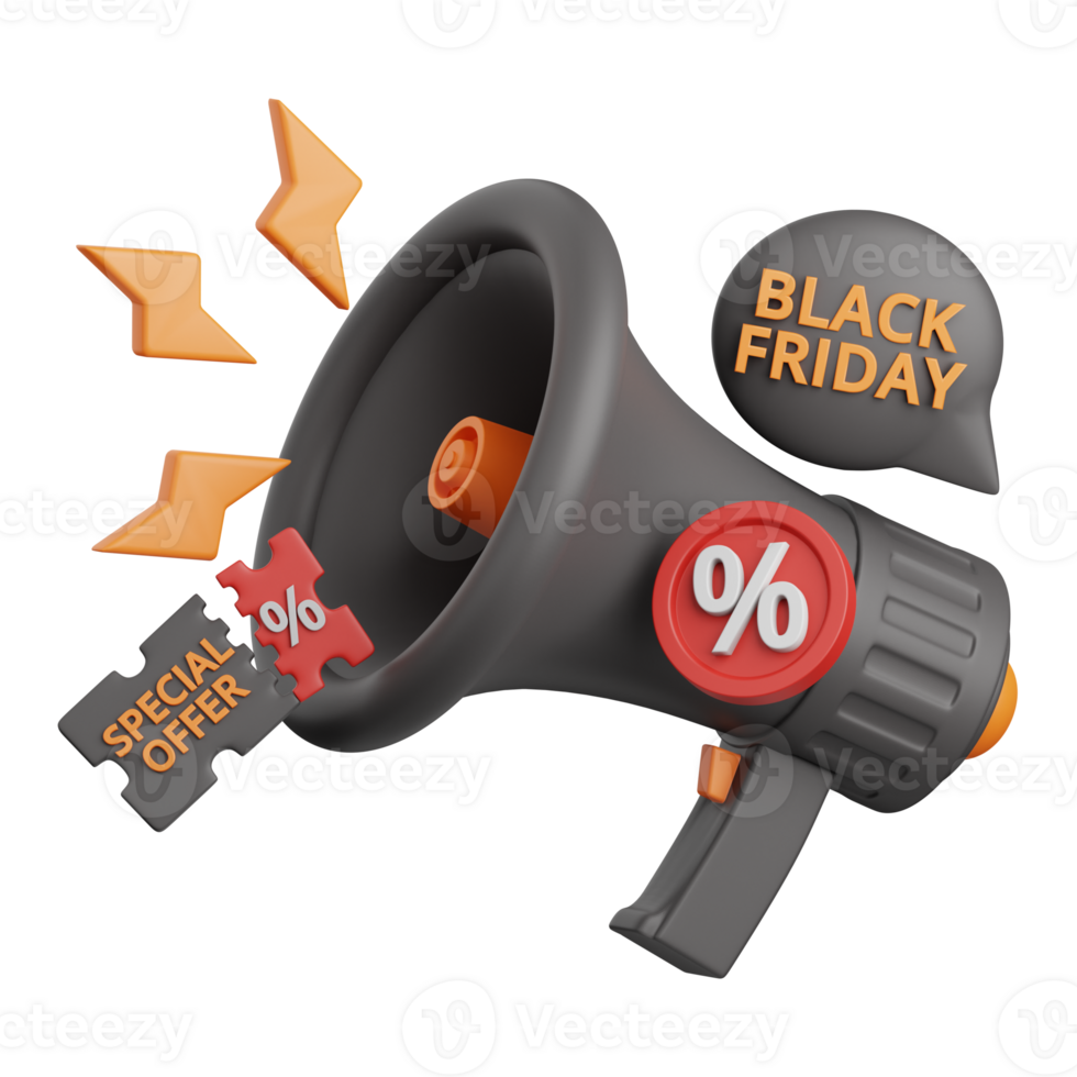 3d rendering megaphone promotion isolated useful for sale, discount, advertising, promo and marketing png