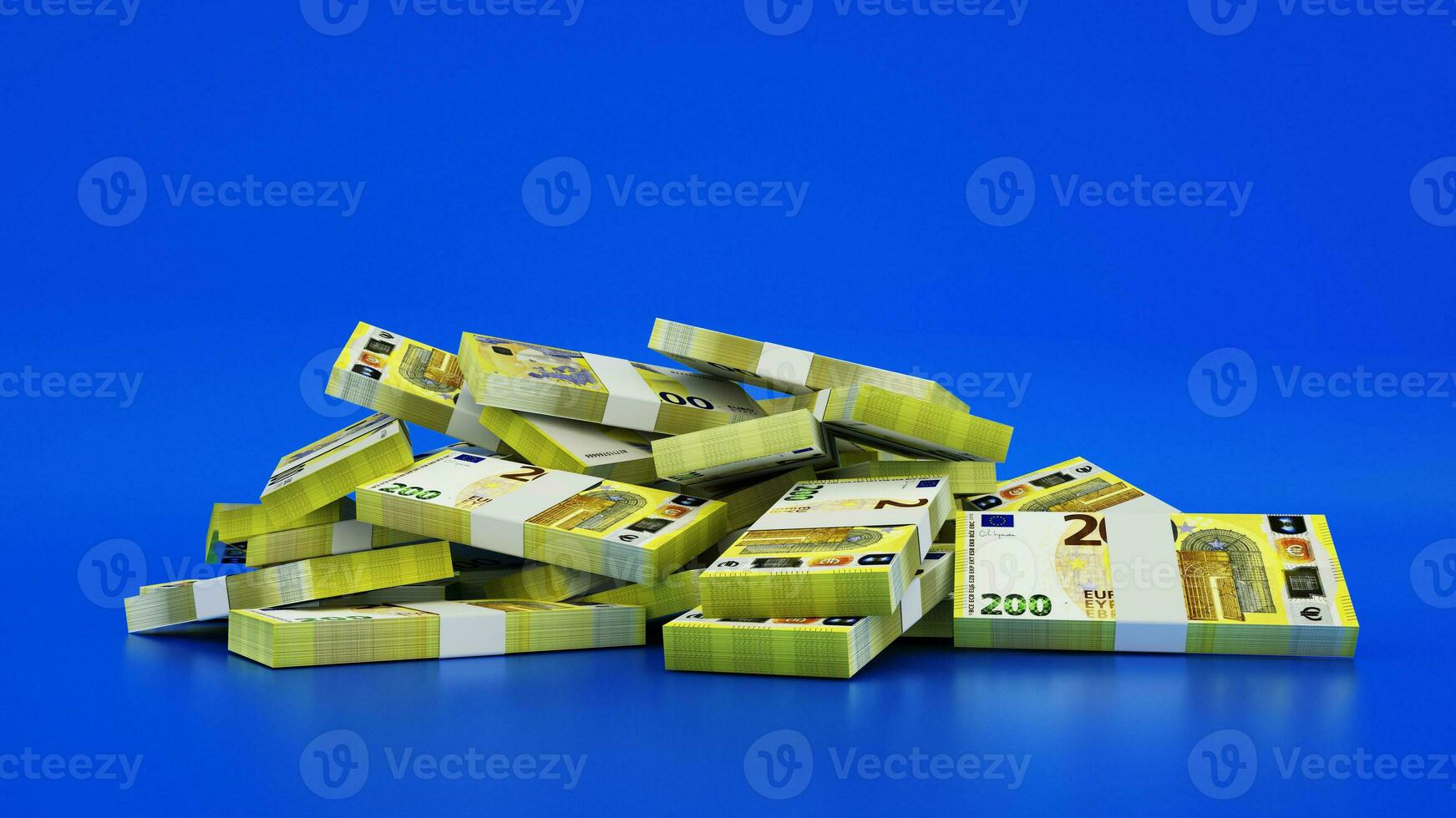 3D rendering of Stacks of 200 Euro notes photo