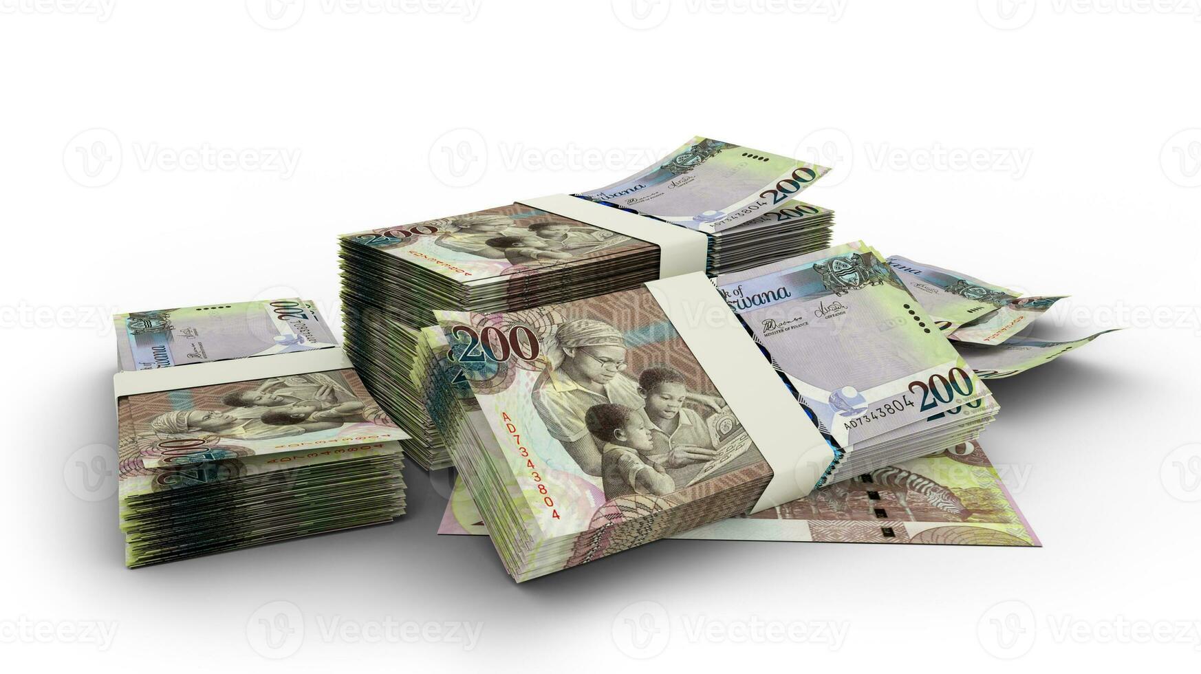 3D render of Stack of Botswanan Pula notes photo