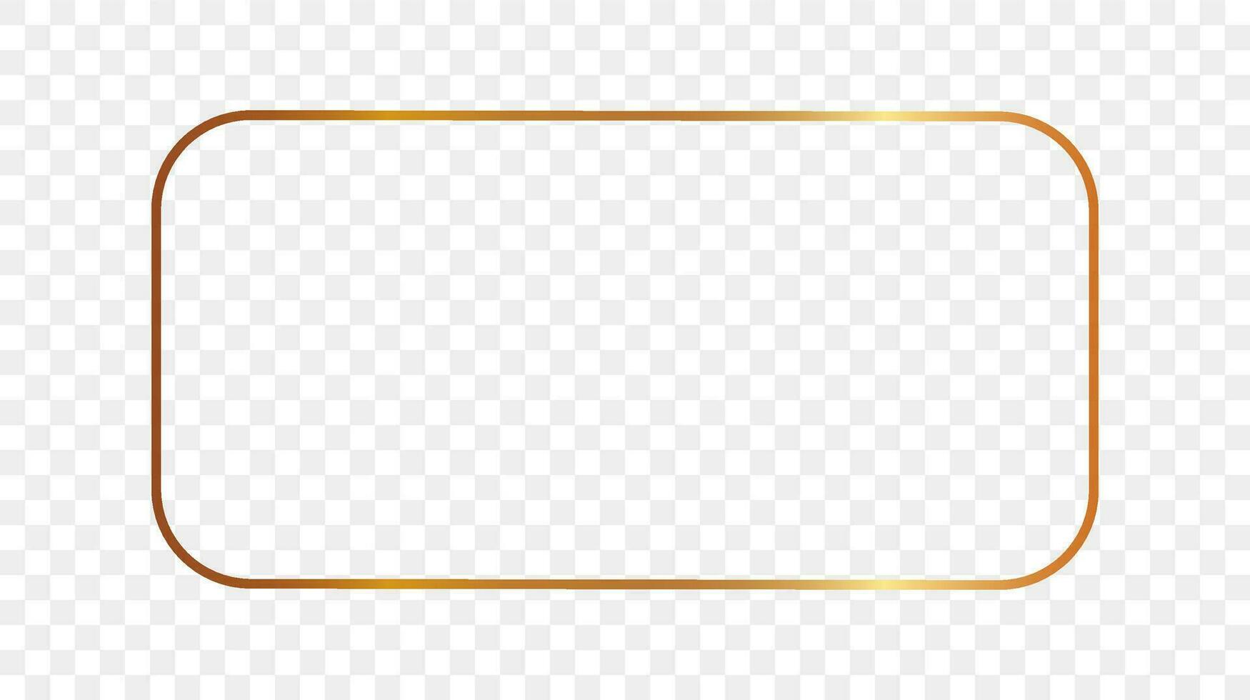 Gold glowing rounded rectangular frame isolated on background. Shiny frame with glowing effects. Vector illustration.