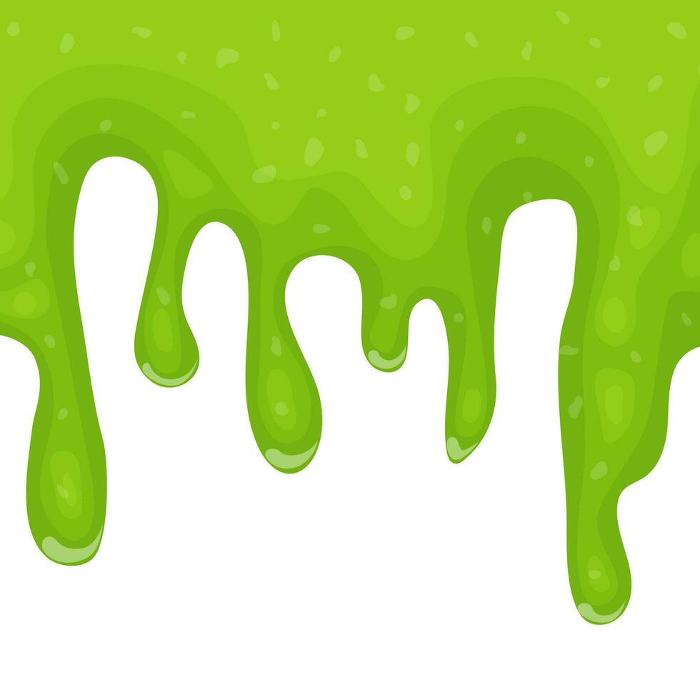 Green dripping liquid slime on white background. Vector illustration