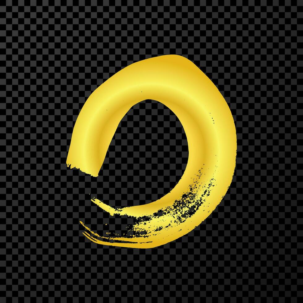 Gold grunge brush strokes in circle form vector