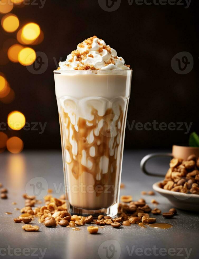 Photo of some Toffee Nut Latte drink elegantly plated on a table.  Generative AI 30215283 Stock Photo at Vecteezy