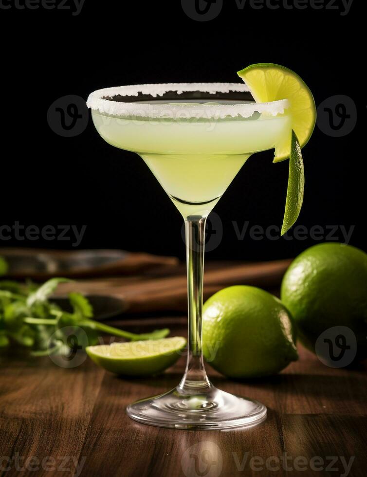 Photo of some Margarita drink elegantly plated on a table. Generative AI