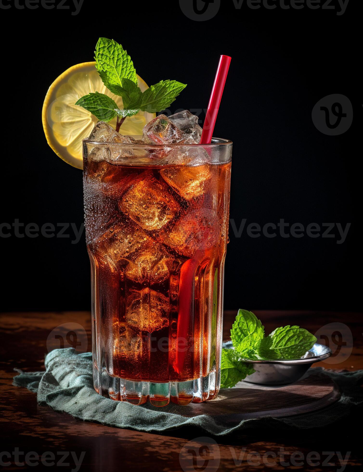 Photo of some Coca-Cola drink elegantly plated on a table. Generative