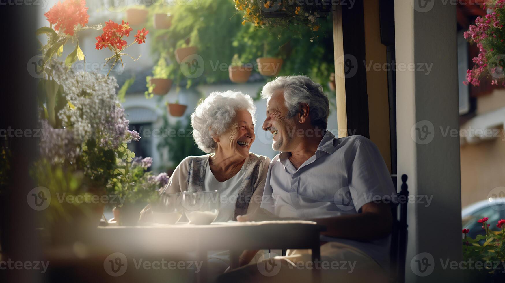 Elder couple - Happy Life - Generative AI, AI generated image photo