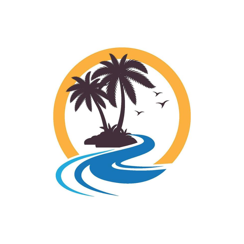 Palm tree summer logo template vector