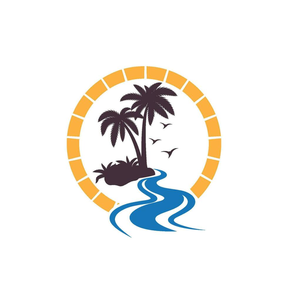 Palm tree summer logo template vector