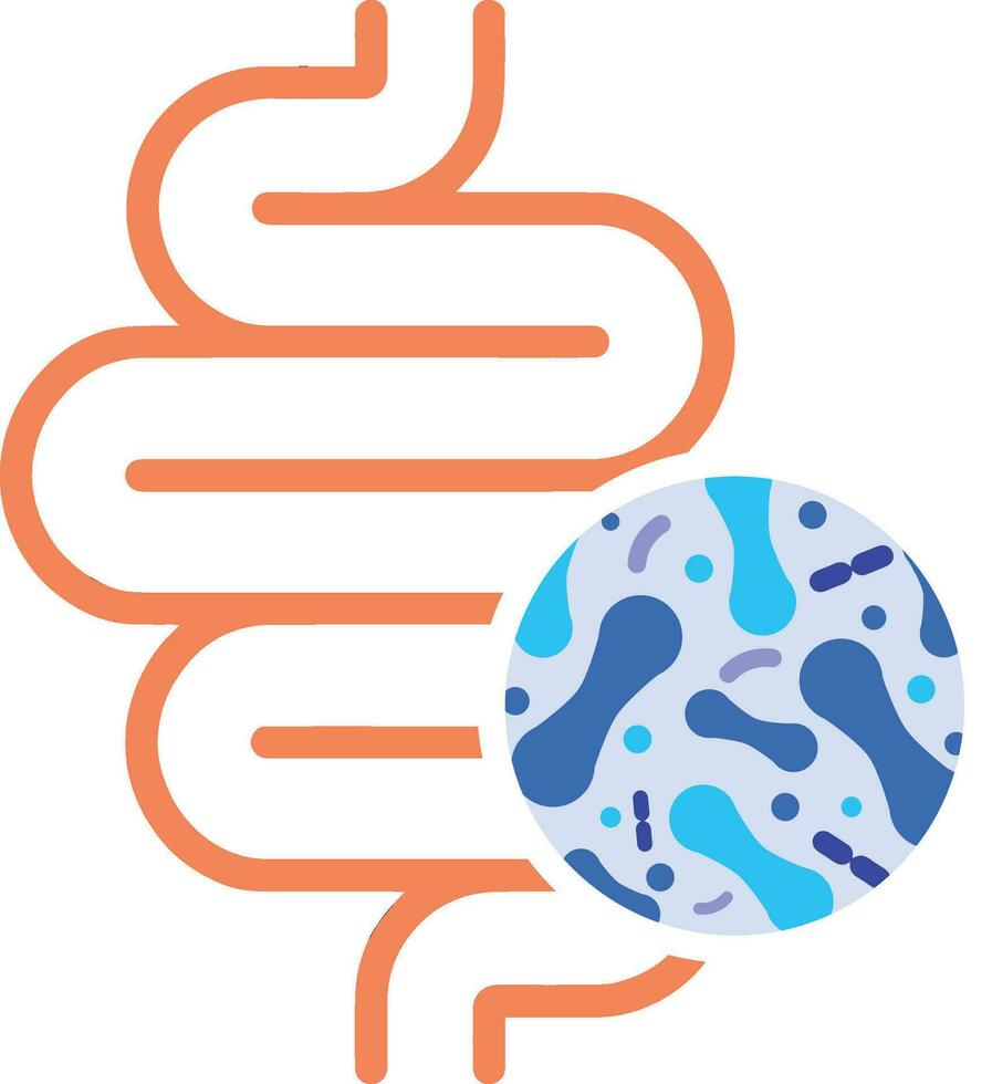 Intestines with a sign of good bacterial flora. vector