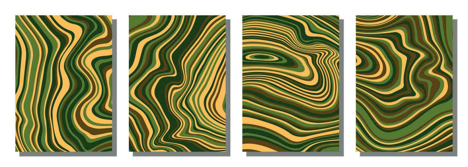 Abstract psychedelic groovy set background. vector