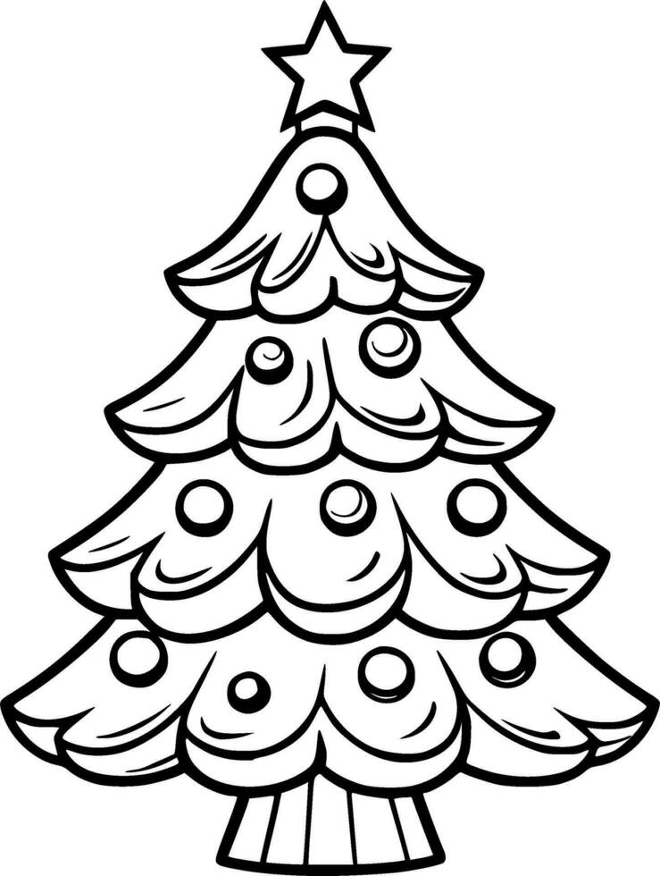 Christmas Tree Coloring Book Illustration vector
