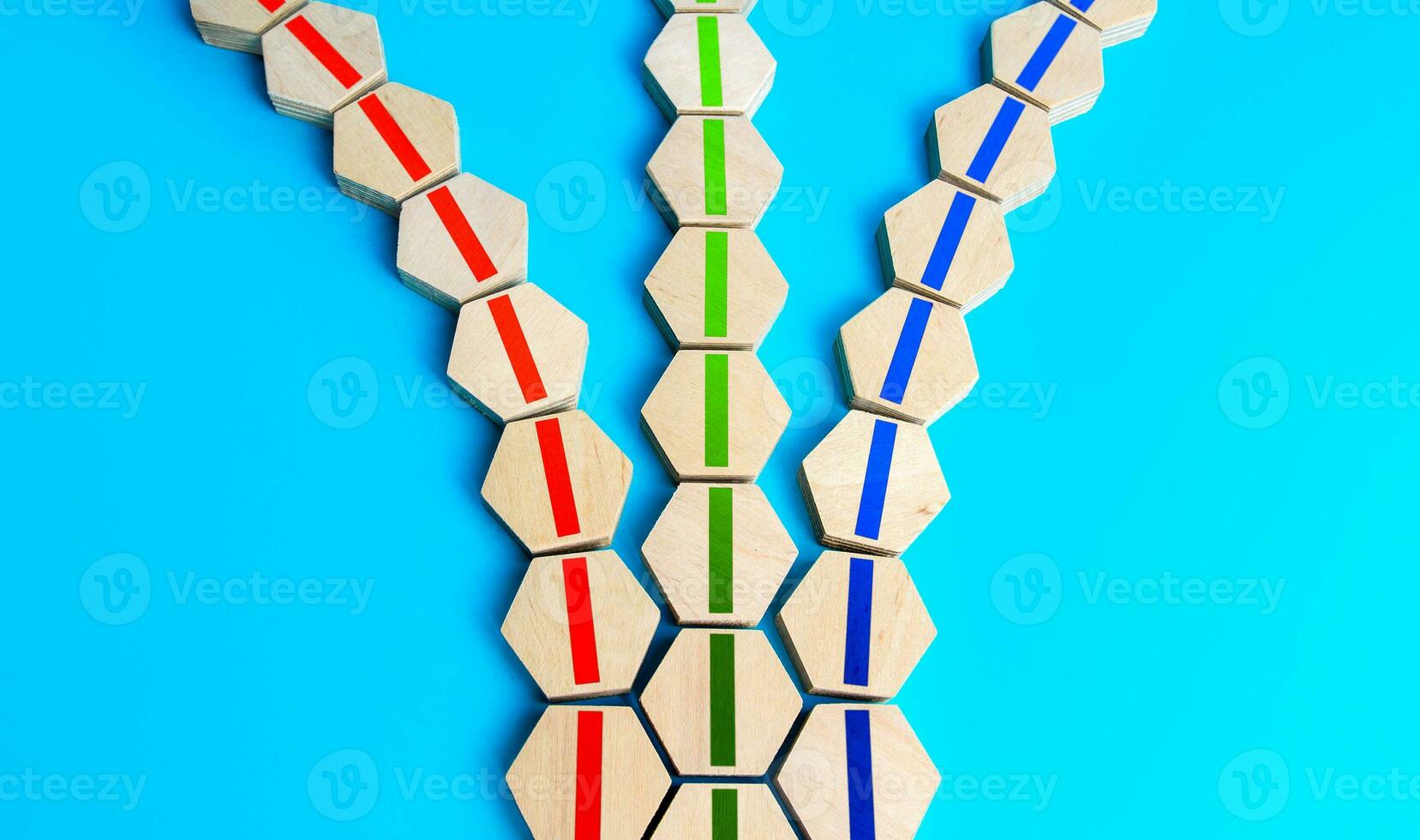 Branching out lines in different directions. Multi-vector and multidirectional. Multiculturalism and diversity. Concept of conflict. Separation, division and partition. Multitasking concept. photo