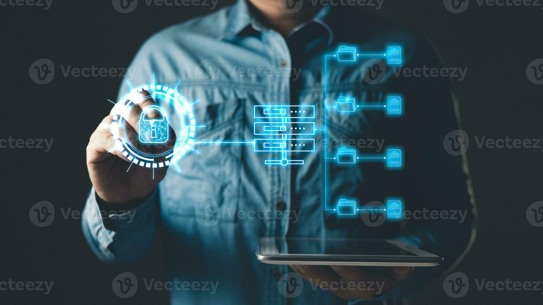 man touch screen to manage data,Document Management System DMS,knowledge and documentation in enterprise with ERP.online documentation database and process automation to efficiently manage files. photo