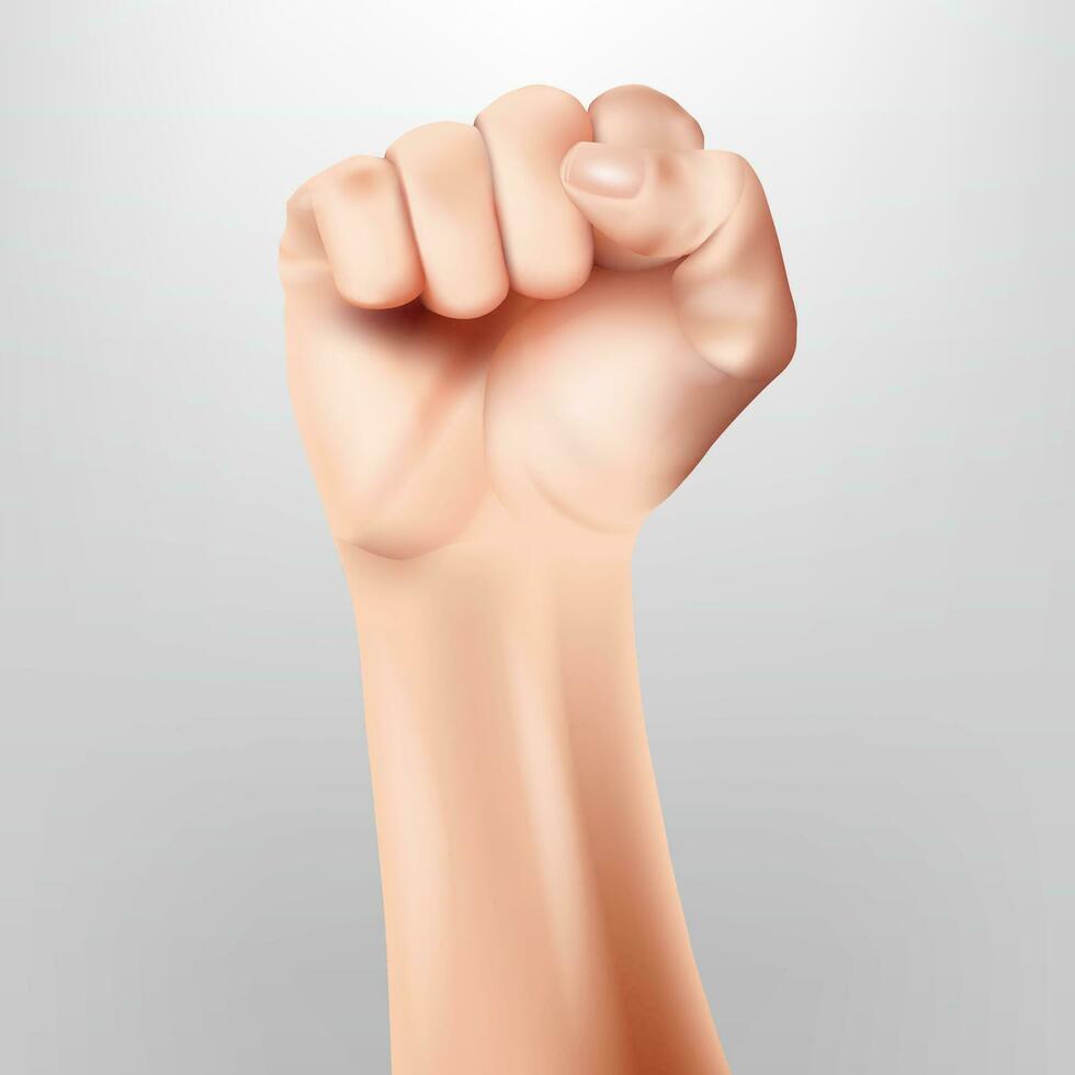 raised up hand clenched fist vector isolated