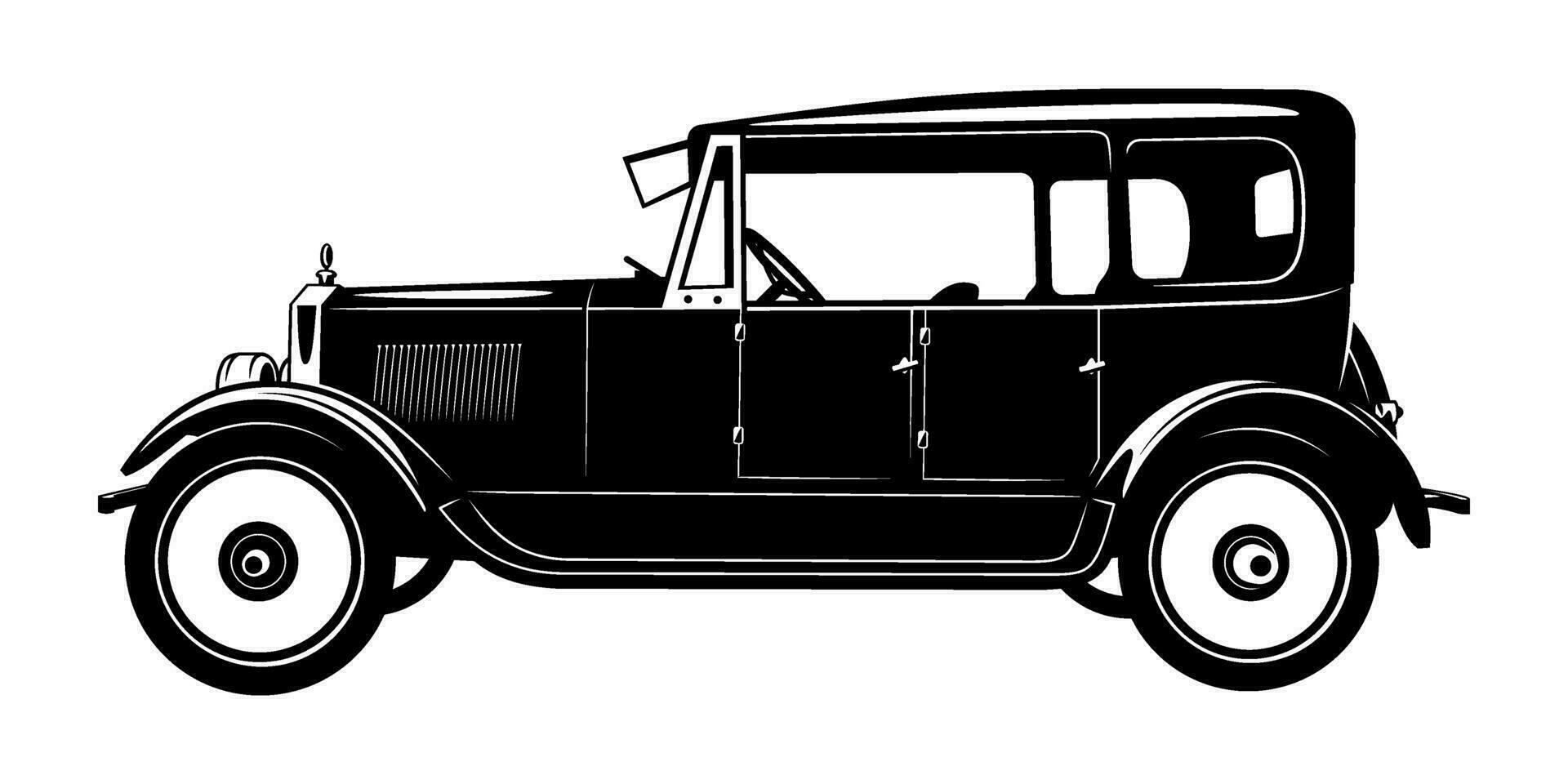 Vintage Retro Car of 20s. Vector silhouette isolated on white.
