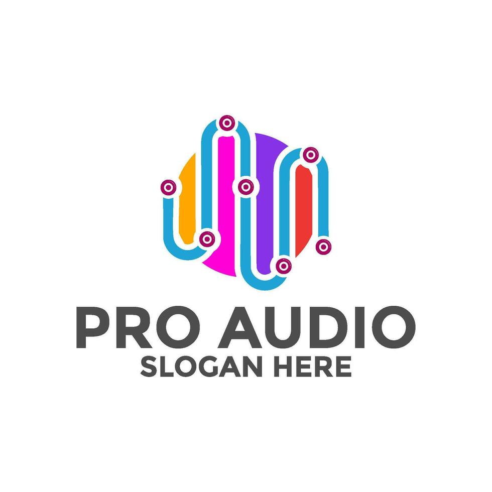 Sound Audio Logo Design, audio with pulse logo template vector