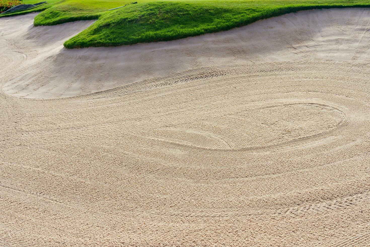 Golf course sand pit bunker aesthetic background,Used as obstacles for golf competitions for difficulty and falling off the course for beauty photo