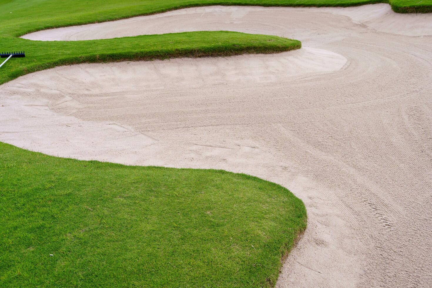 Golf course sand pit bunker aesthetic background,Used as obstacles for golf competitions for difficulty and falling off the course for beauty photo
