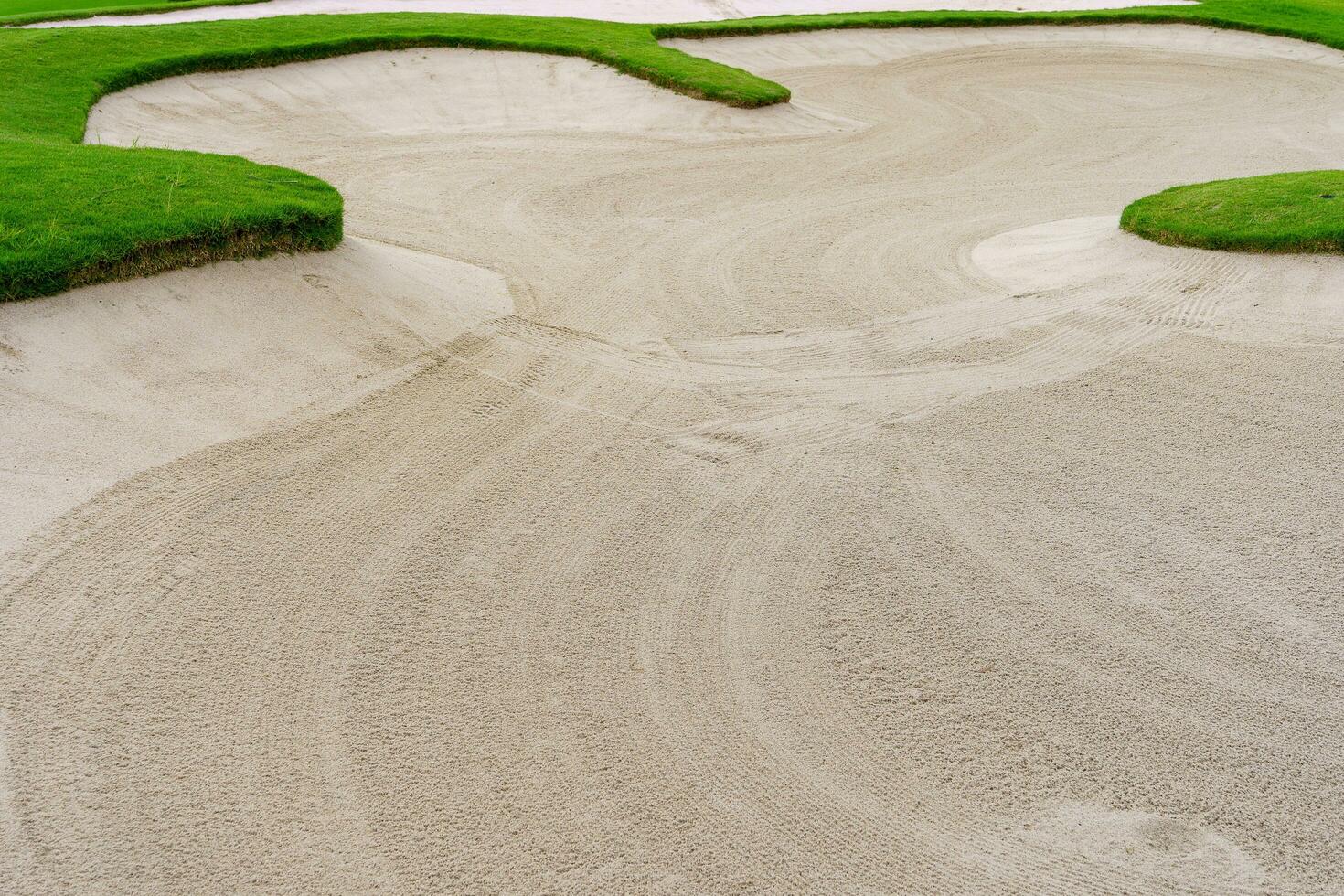 Golf course sand pit bunker aesthetic background,Used as obstacles for golf competitions for difficulty and falling off the course for beauty photo