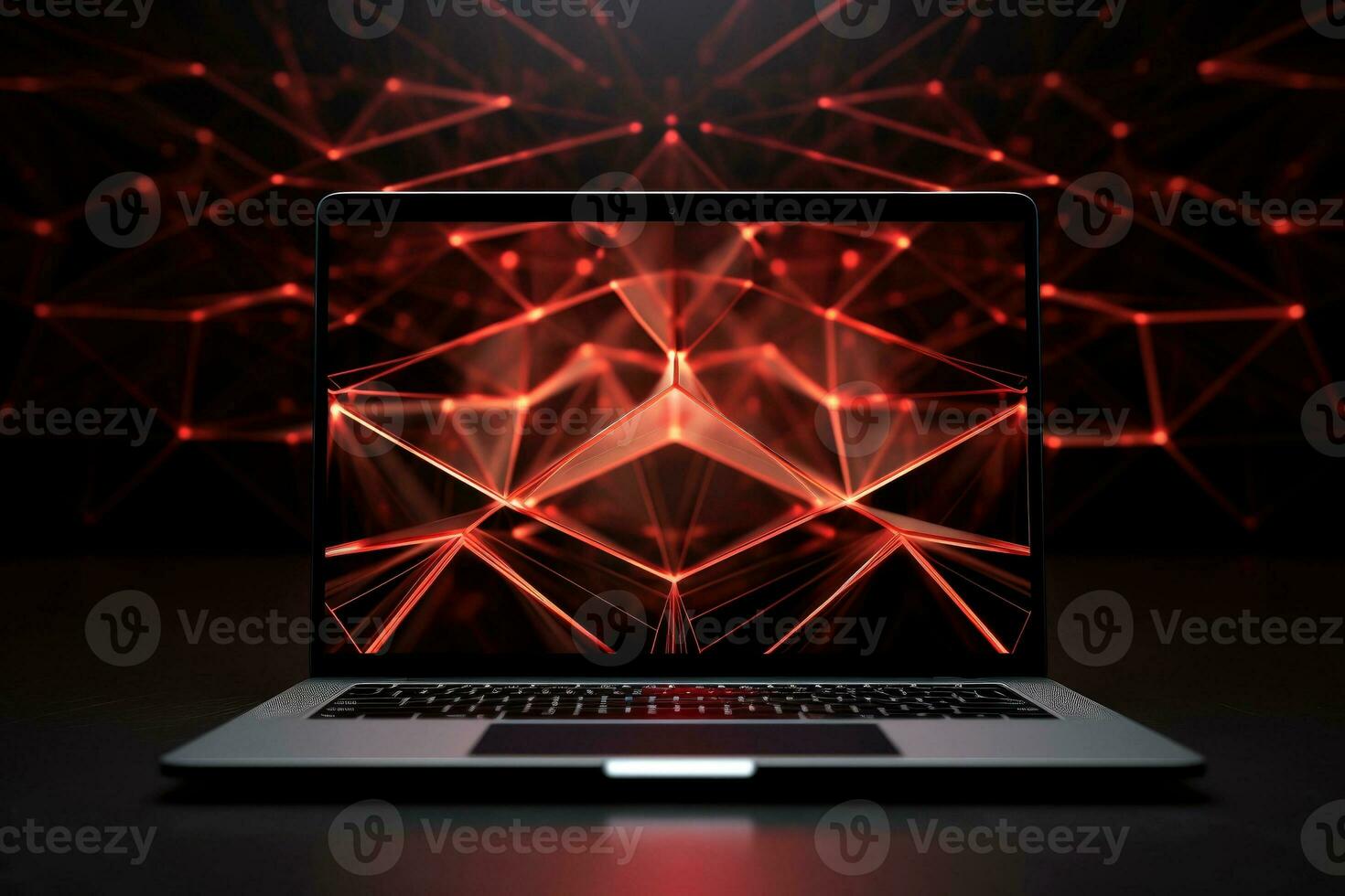 Mockup of beautiful laptop with multicolor background, Generative AI illustration photo