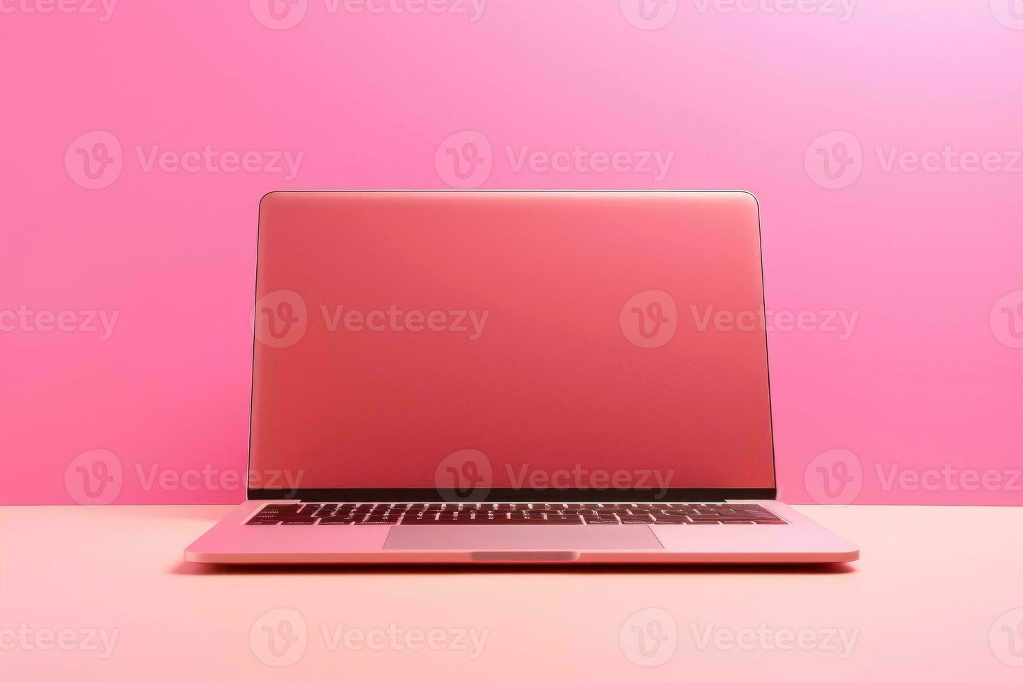 Mockup of beautiful laptop with multicolor background, Generative AI illustration photo