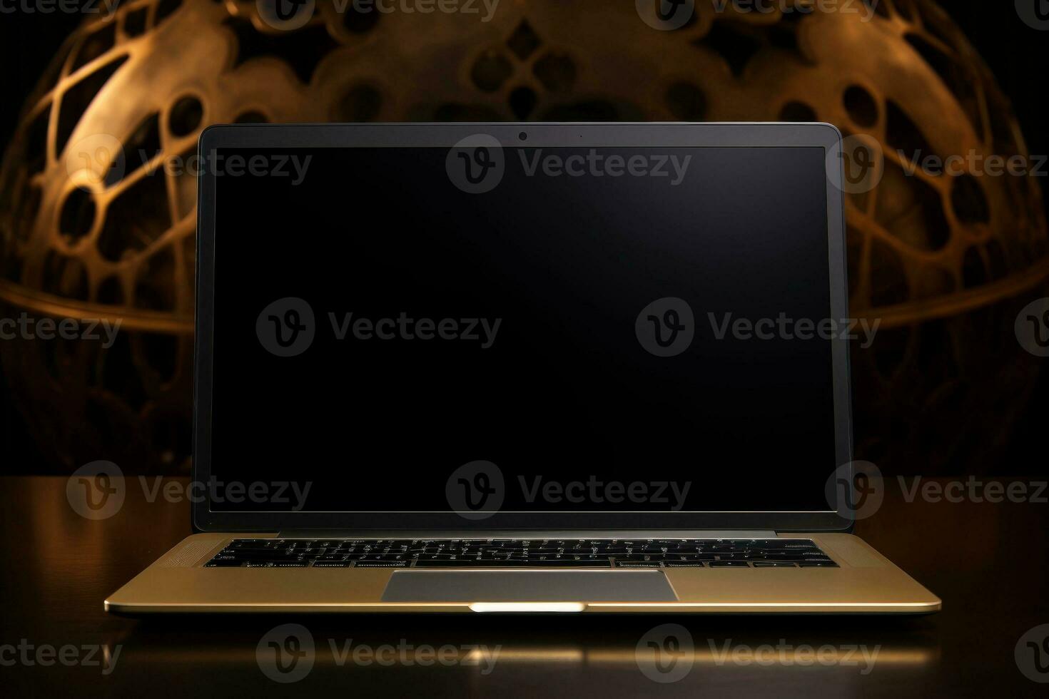 Mockup of beautiful laptop with multicolor background, Generative AI illustration photo