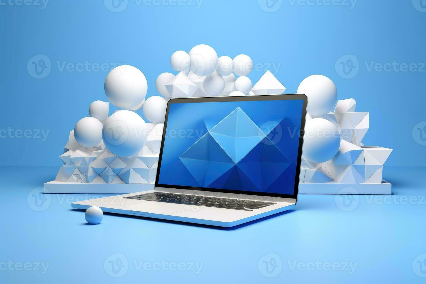Mockup of beautiful laptop with multicolor background, Generative AI illustration photo
