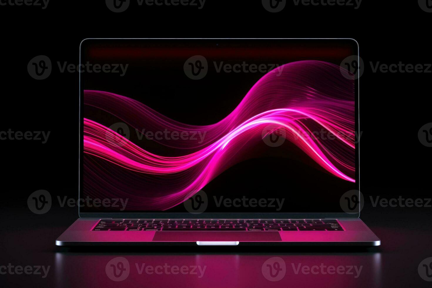 Mockup of beautiful laptop with multicolor background, Generative AI illustration photo