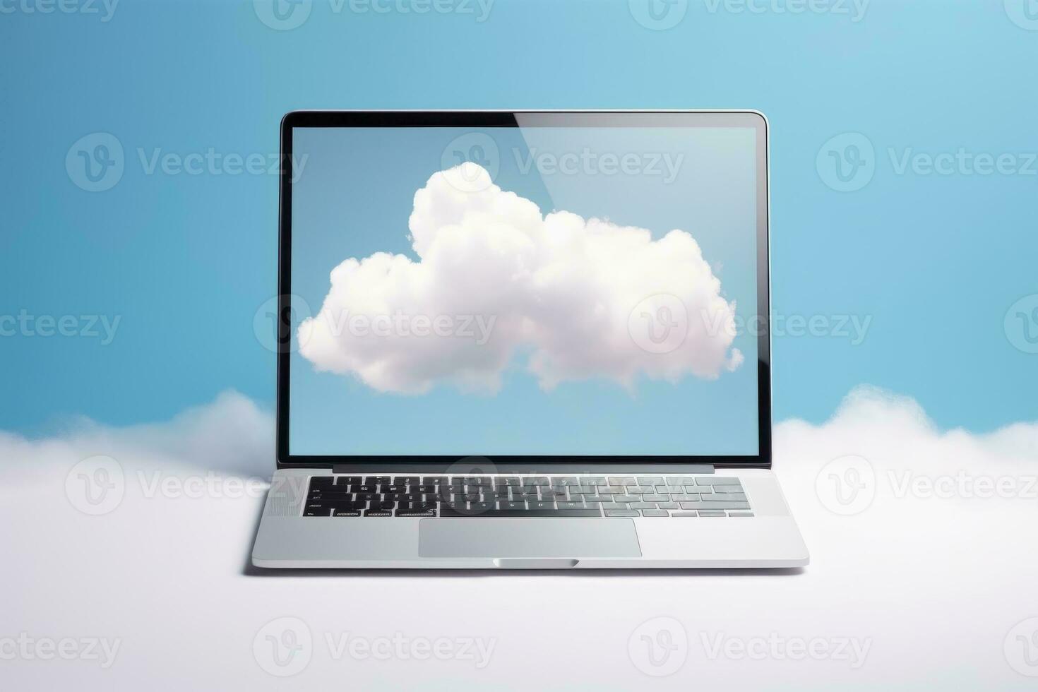 Mockup of beautiful laptop with multicolor background, Generative AI illustration photo
