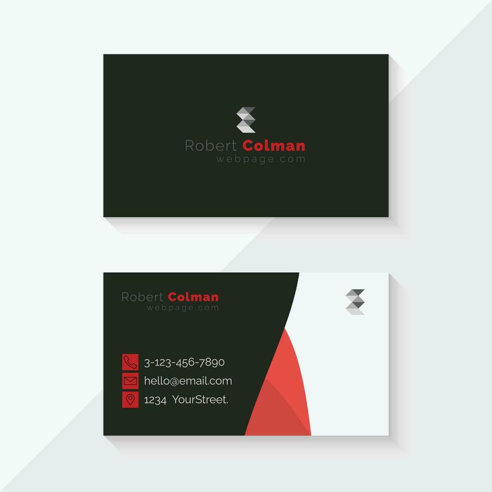 Red and Black Modern Business Card Design Template. vector