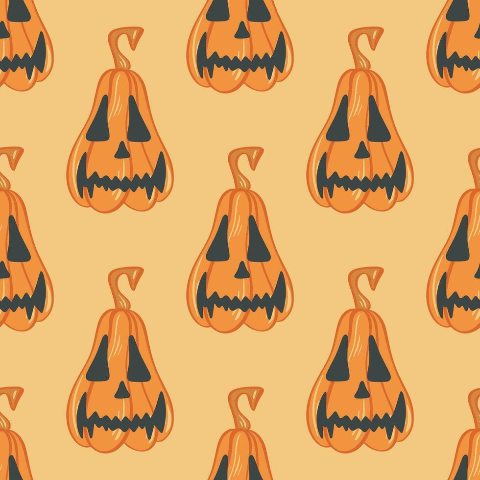 Cute pumpkin character seamless pattern for Halloween vector