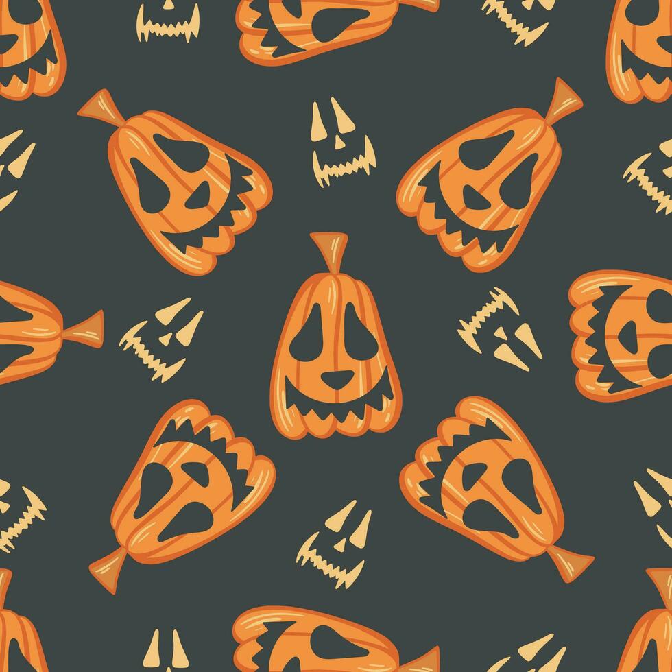 Halloween pumpkins seamless pattern vector illustration