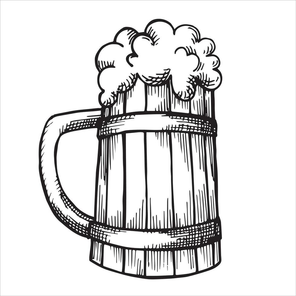 vector drawing of a beer mug in sketch style. vintage illustration on the theme of October fest