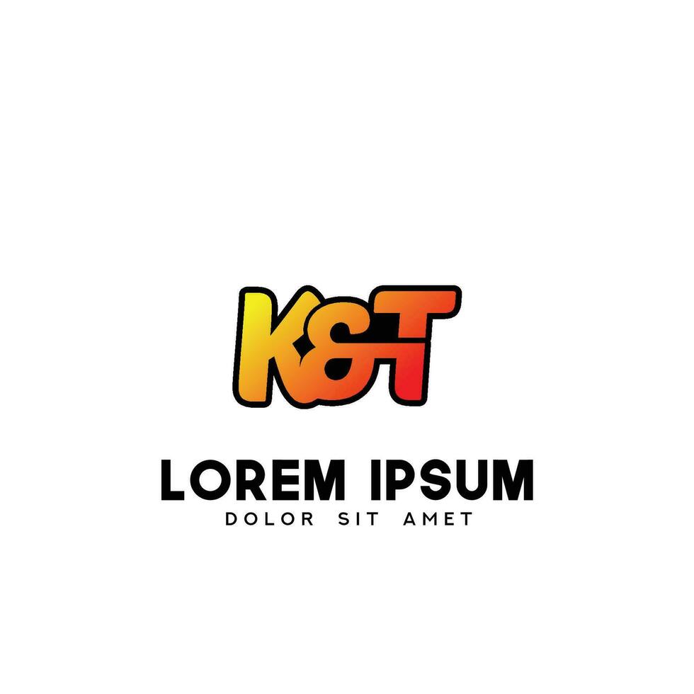 KT Initial Logo Design Vector