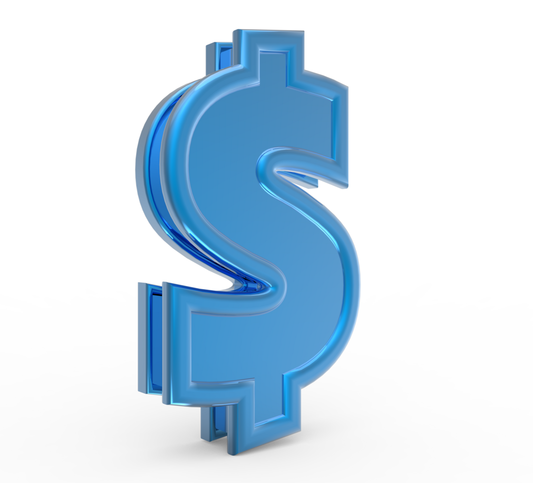 dollar 3d render collection blue file PNG