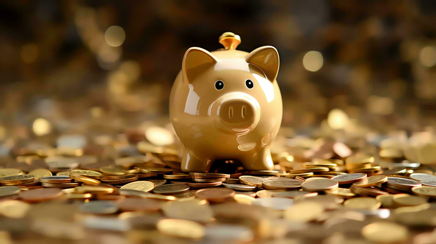 piggy bank with coins. Generative AI photo