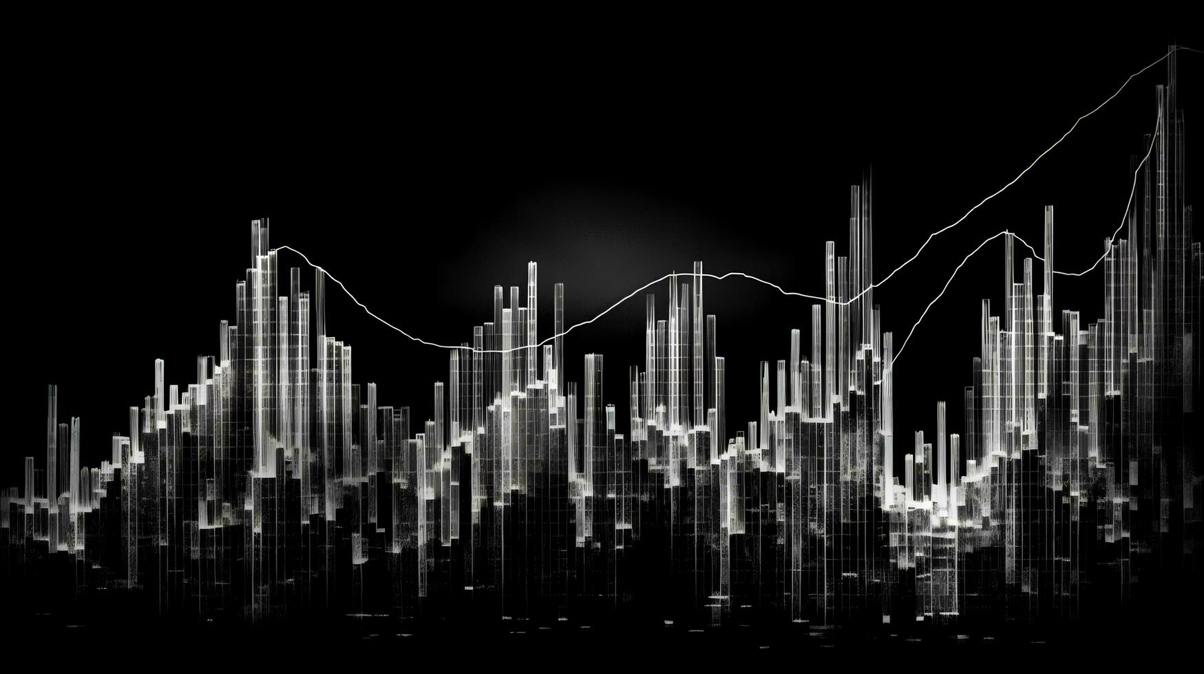 black and white background of financial charts. Generative AI photo