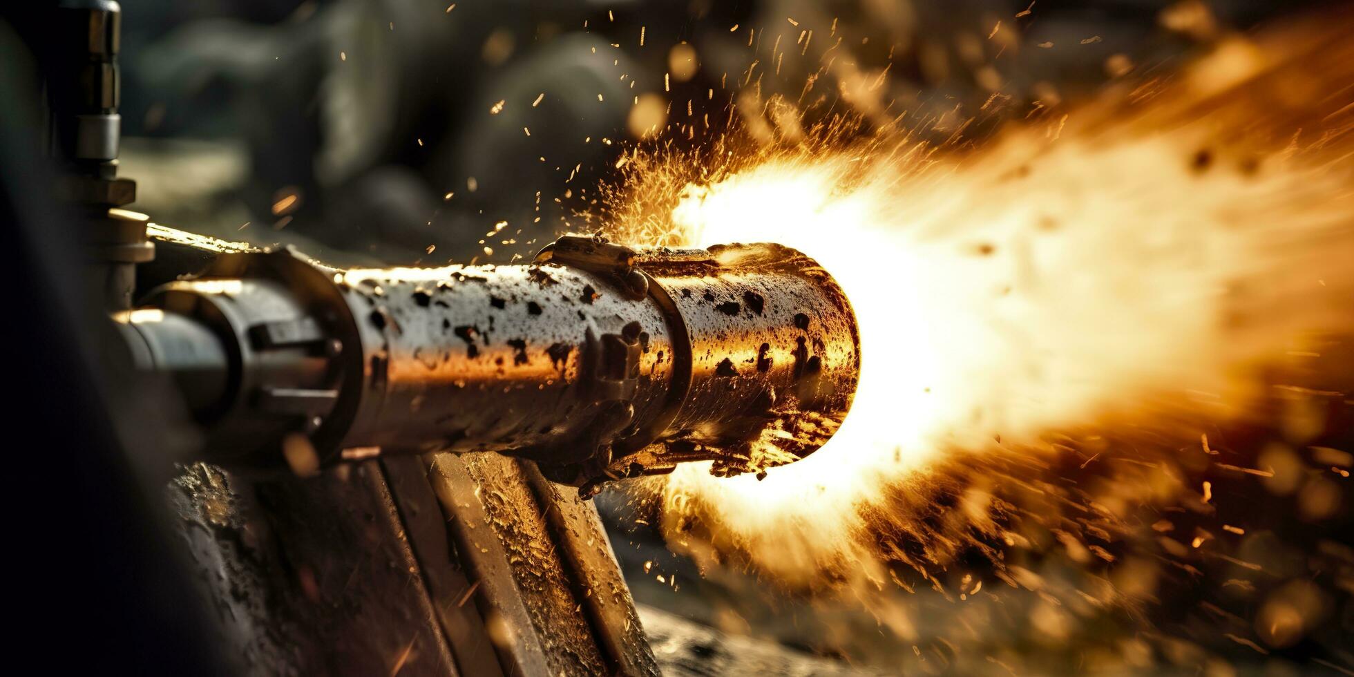 A Close Up Look at the Power and Destruction of a World War II Tank Firing Shell. AI Generative photo