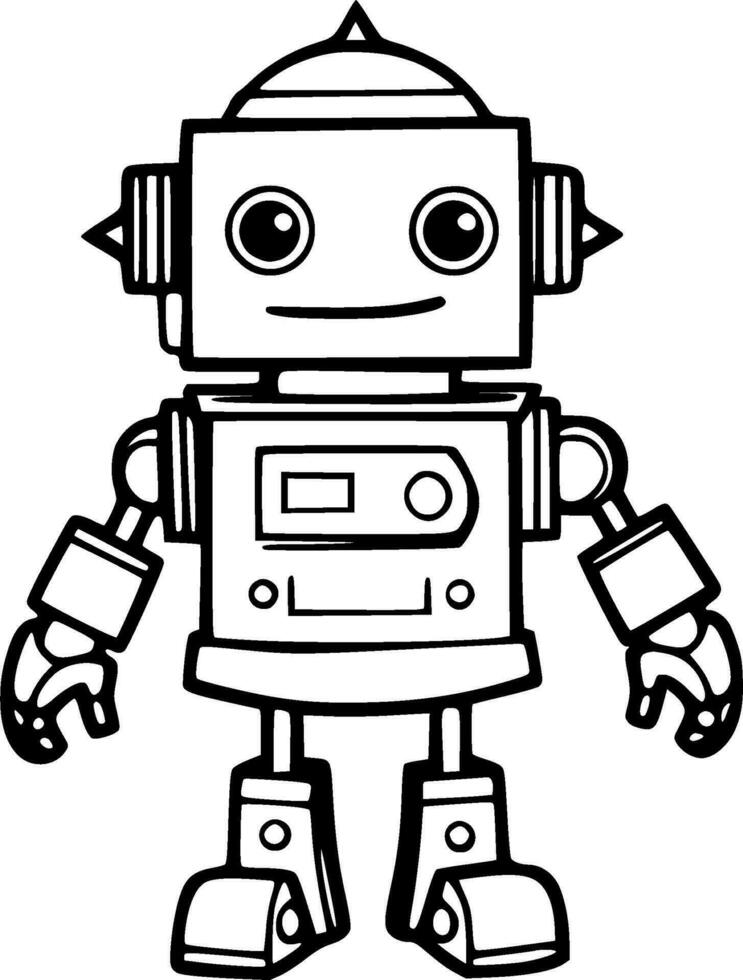 Cute Robot Coloring Book Vector Illustration