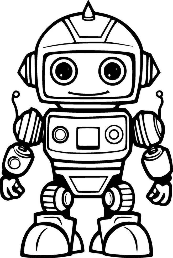Cute Robot Coloring Book Vector Illustration