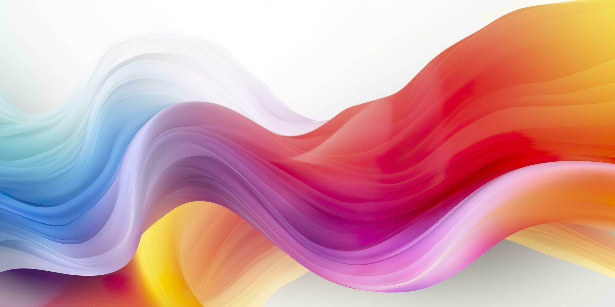 Colorful abstract wave lines flowing horizontally on a white background, ideal for technology, music, science and the digital world. AI Generative photo