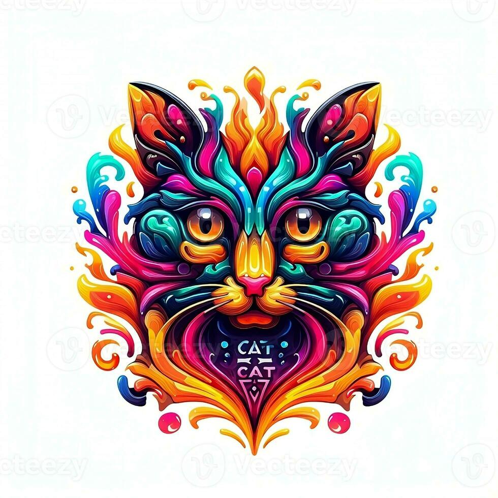 Mesmerizing Feline Kaleidoscope, A Dazzling Symphony of Color, Glass, Metal, and Flames. AI Generated photo
