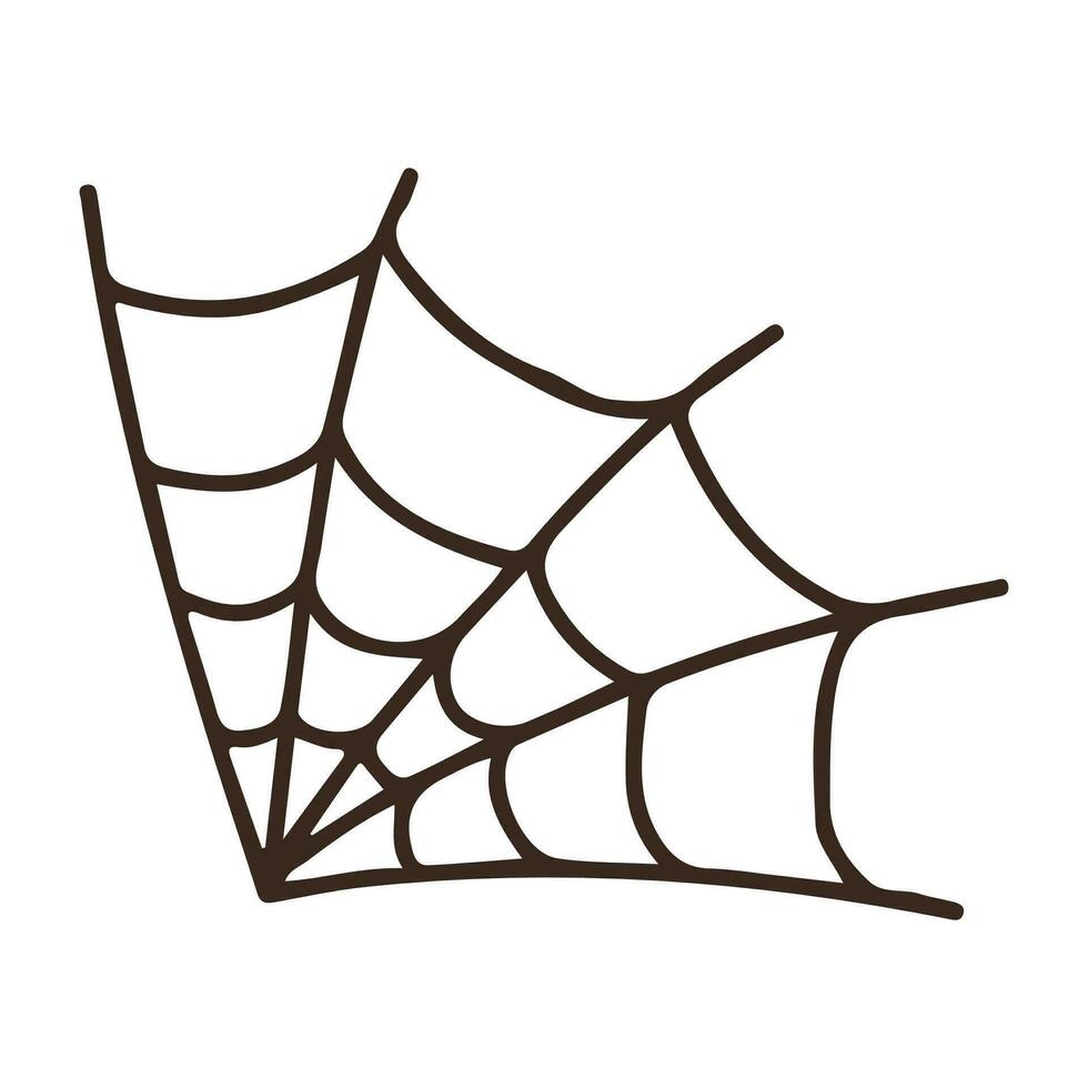 Spider web vector illustration in doodle style. Web for Halloween, a scary, ghostly, spooky element for design on Halloween. Vector illustration in Doodle style. Vector illustration