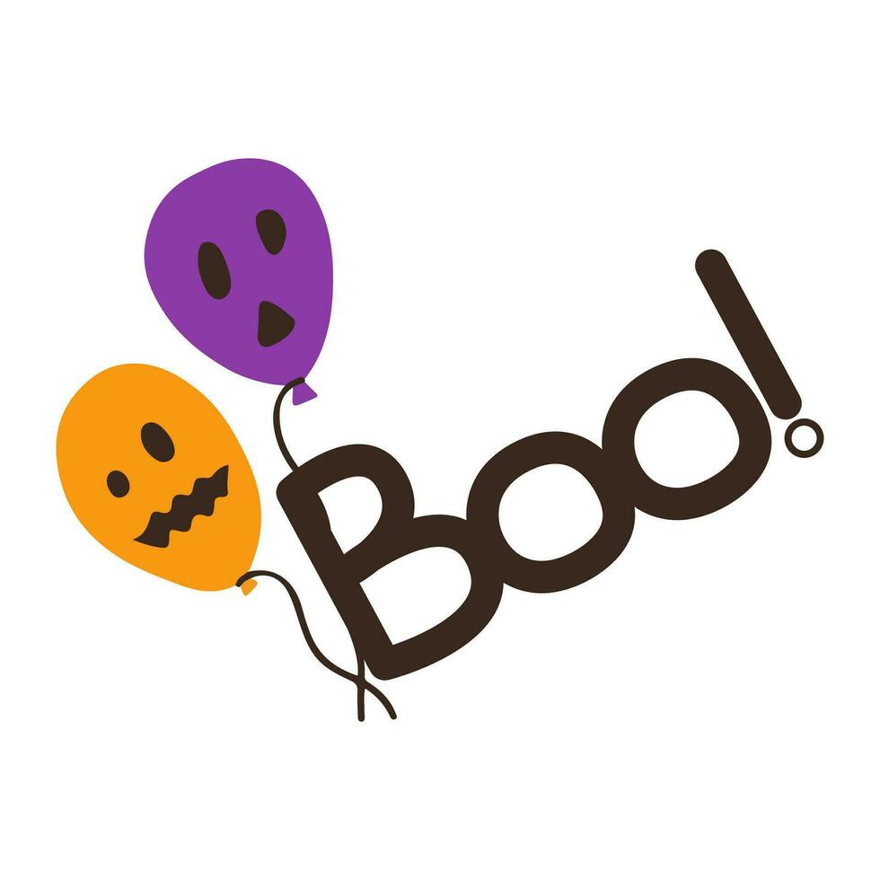 Word boo with balloons halloween, vector art illustration. Vector illustration