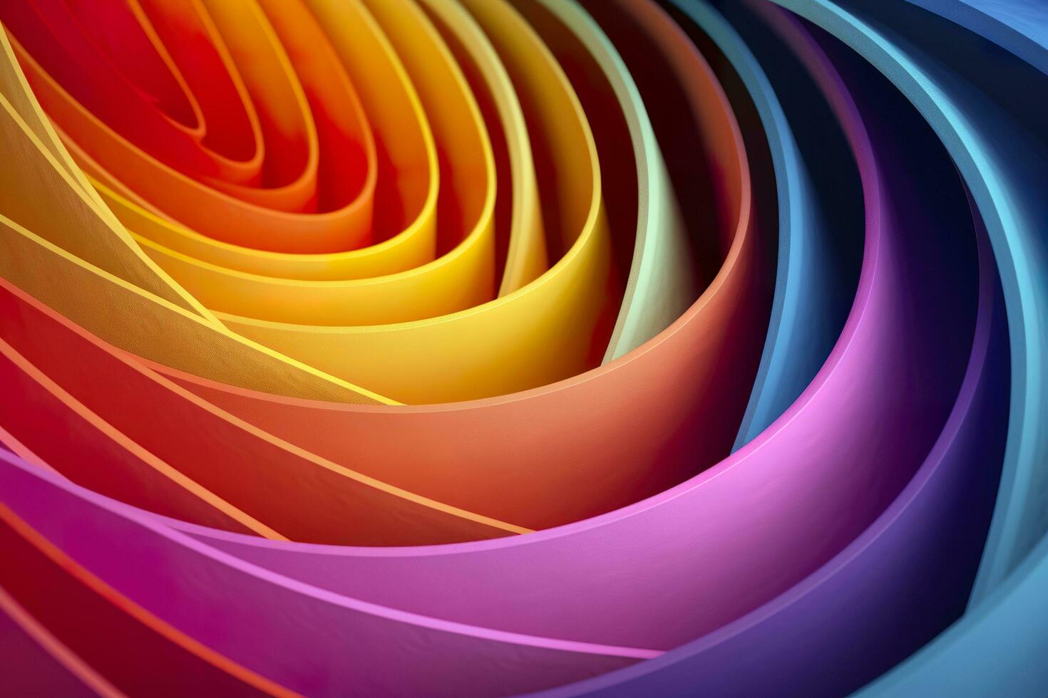 Geometric Spiral Pattern in Vibrant and Energetic Colors. A Professional Color Grading Experiment. AI Generative photo