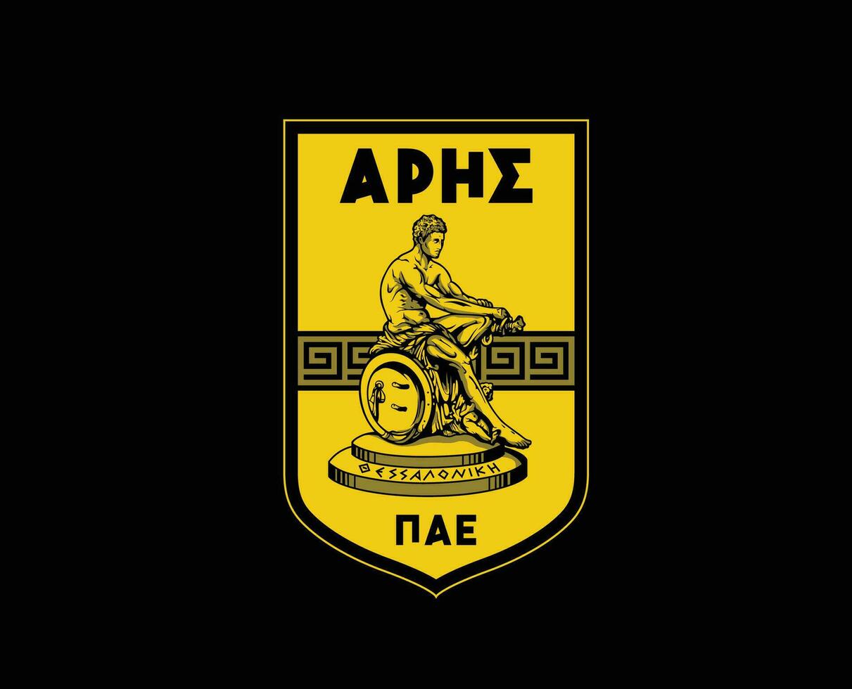 Aris Thessaloniki Club Logo Symbol Greece League Football Abstract Design Vector Illustration With Black Background