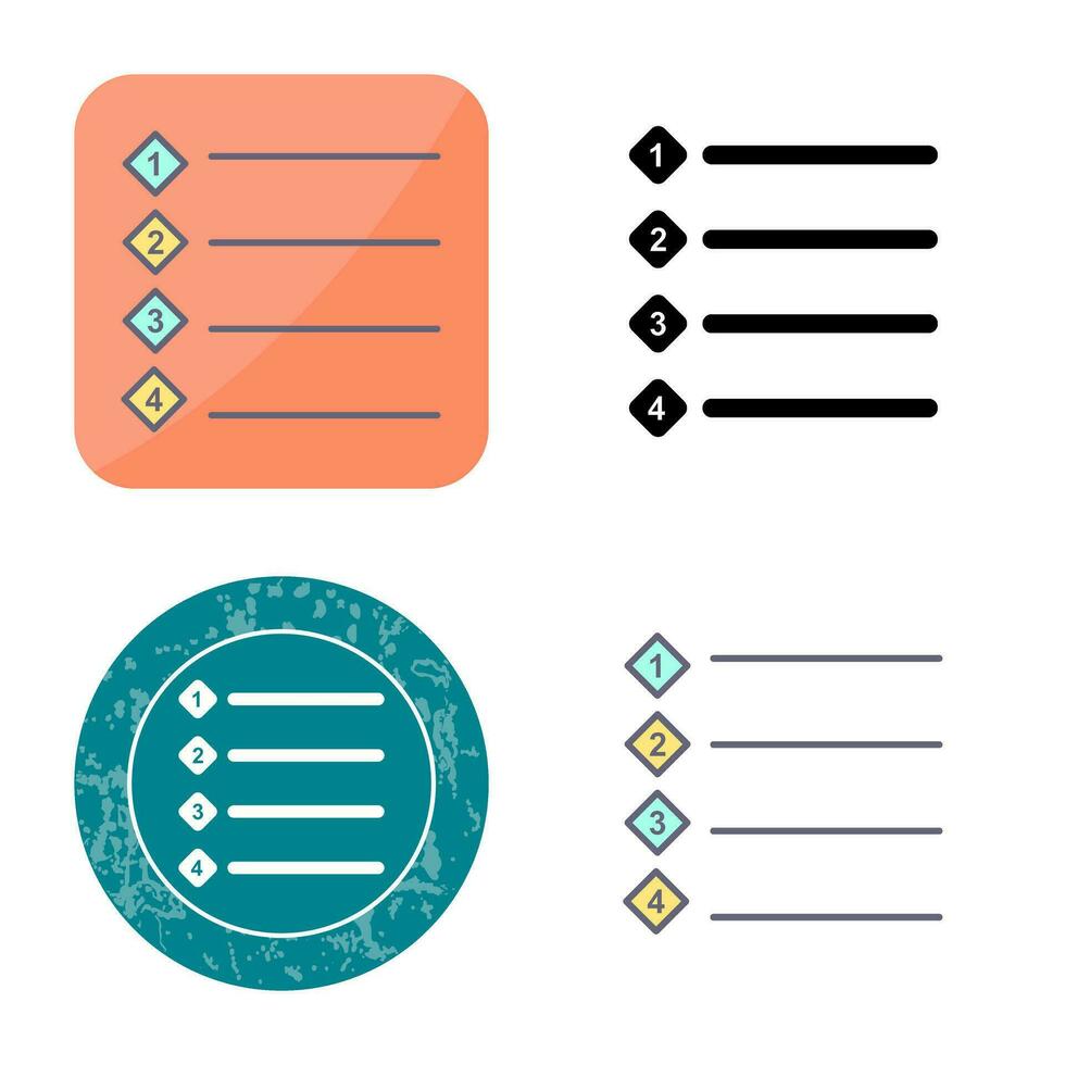 Unique Numbered list Vector Icon