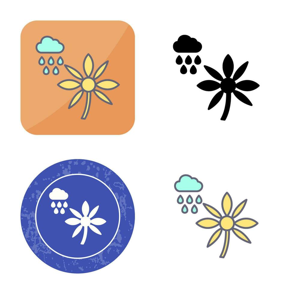 Flower with rain Vector Icon